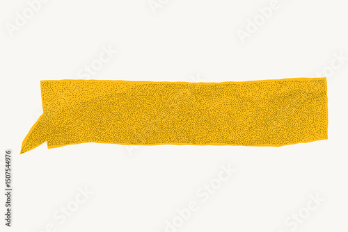 Crumpled yellow pastel notebook paper speech bubble on white background. Torn rough edges, gritty dotted texture and halftone overlay.