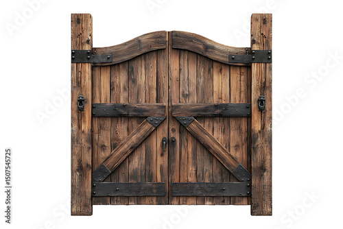 Wooden gate isolated on a transparent background