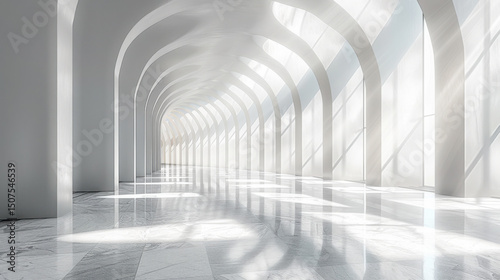 Abstract path with white walls.