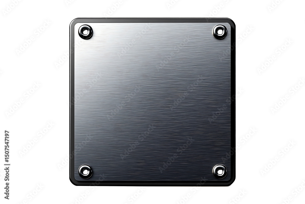 Fototapeta premium Empty metal board with black frame isolated on a transparent background