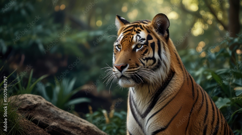 Obraz premium Majestic tiger in a lush forest