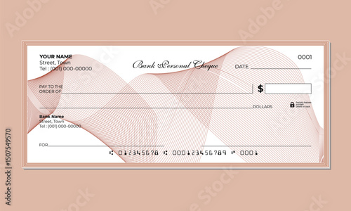 Blank Personal Finance Check – Vector Template guilloche pattern