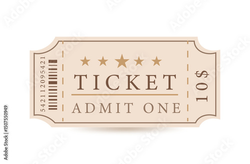 Simple admit one ticket template,vector coupon on white background