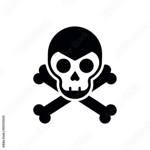 Crossbones and skull death flat silhouette vector icon