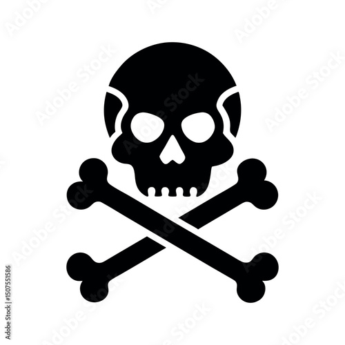 Crossbones and skull death flat silhouette vector icon