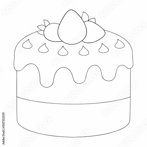  Strawberry shortcake coloring page simple and minimal line art illustration on white background