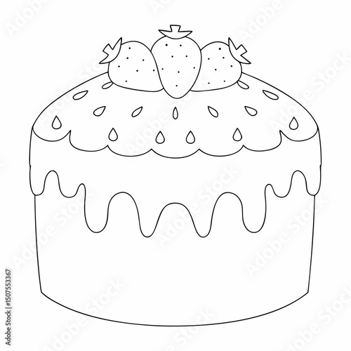  Strawberry shortcake coloring page simple and minimal line art illustration on white background