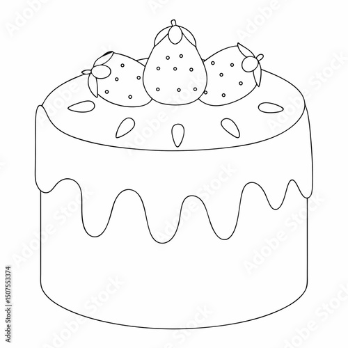  Strawberry shortcake coloring page simple and minimal line art illustration on white background