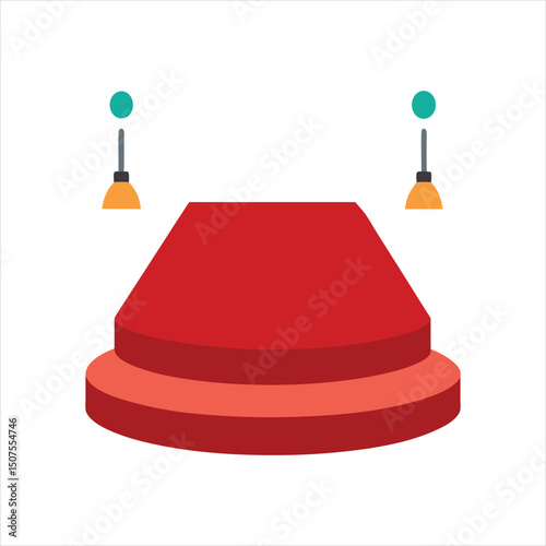  Award Stage Podium with Red Carpet Vector