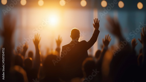 Powerful Speaker Motivational Event Large Crowd Inspiring Speech