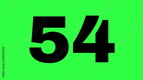 Countdown One minutes or 1-minute animation, timer icon, count the number, counts digits, modern countdown time, Green screen background