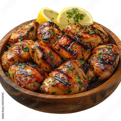 Grilled chicken bowl isolated on transparent background photo
