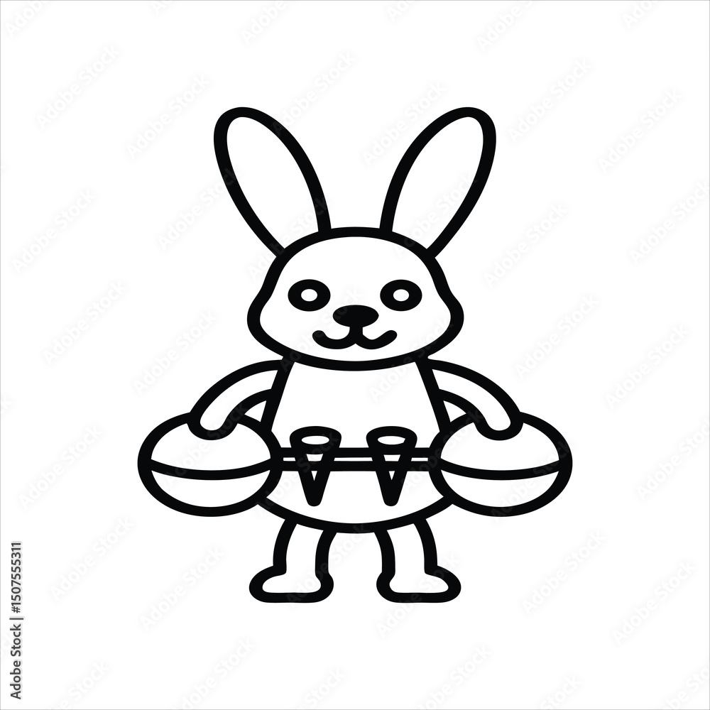Obraz premium Cute Rabbit Playing Drums Vector Art
