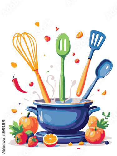 colorful kitchen utensils