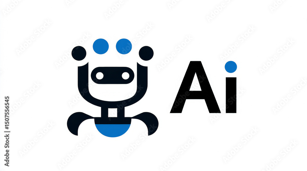 Fototapeta premium Minimalist AI Pictogram Symbol. Generative AI