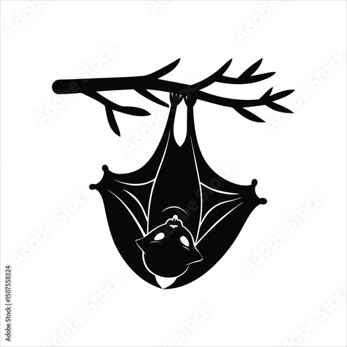  Night Bat Hanging Vector Graphic Icon