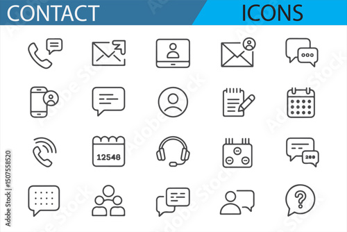 Collection of Icons for Phone, Email, and Customer Service Solutions