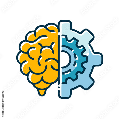 Brain and gear icon representing intelligence and technology integration  