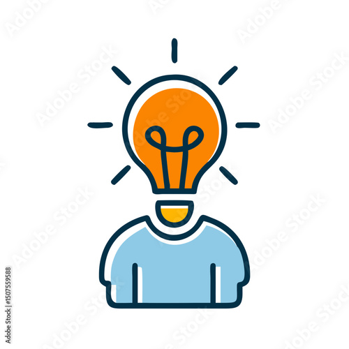 Cartoon character with light bulb head representing ideas and creativity  