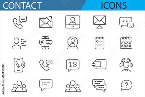 Vector Icons for Phone, Email, Calendar, and Customer Service