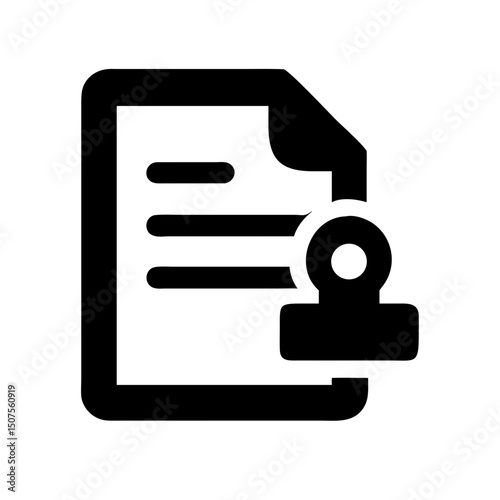 Deed – Legal Document Official Paper with Stamp Icon: Minimalist icon, perfect for illustrating property ownership, legal contracts, or official paperwork in real estate and legal contexts.