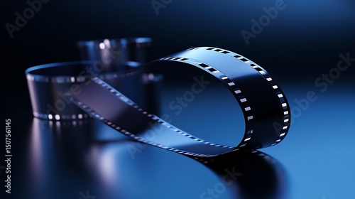 Rolled filmstrip in a  setting.