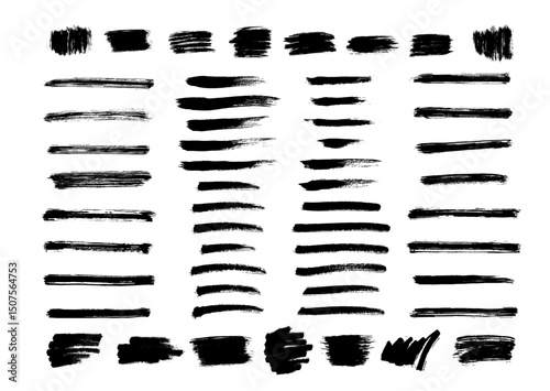 Huge set of brush strokes. Hand drawn scribble vector illustration. Set for your design.