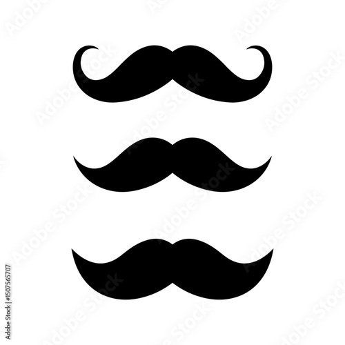 Three moustache silhouette vector flat design.