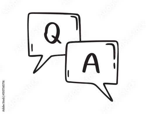 information icons. about info and questions. answer to a question. contacting support doodle hand drawn icon set. Outline drawing line clipart symbol collection