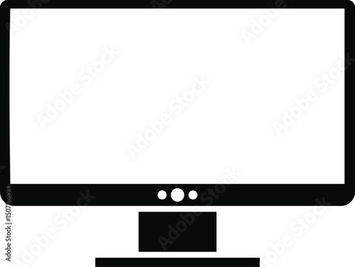 Blank LCD monitor or flat screen TV display isolated on white for technology and entertainment design