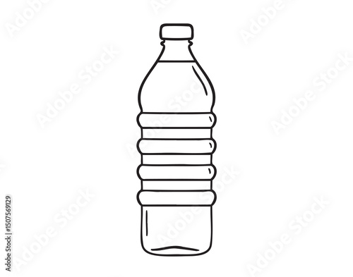 plastic bottle of water doodle hand drawn icon. Outline drawing plastic bottle of water line clipart symbol