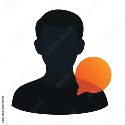 Male User Profile Icon with Chat Bubble