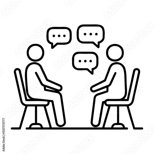 Therapy session with two people talking, minimalistic line art design