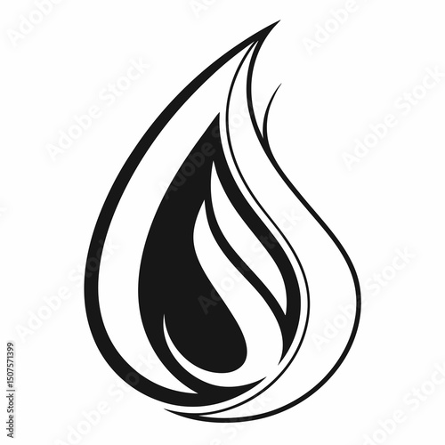 Elegant flame design in black and white representation of energy and passion