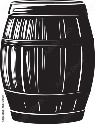 Wooden Barrel Whiskey Barrel Beer Barrel Silhouette Vector Illustration on Transparent Background