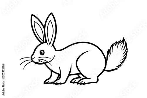 Adorable cartoon bunny rabbit line art illustration