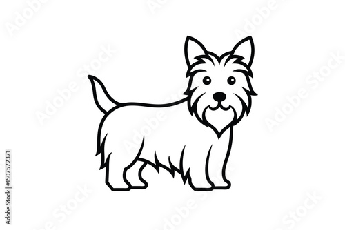 Adorable cairn terrier dog breed outline illustration