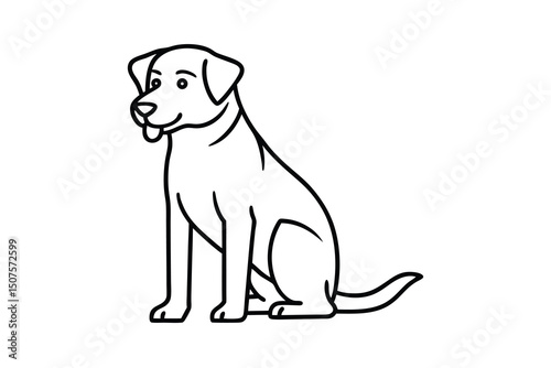 Adorable labrador retriever dog line art illustration sitting