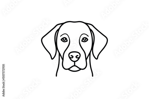 Minimalist line art drawing of a labrador retriever dog