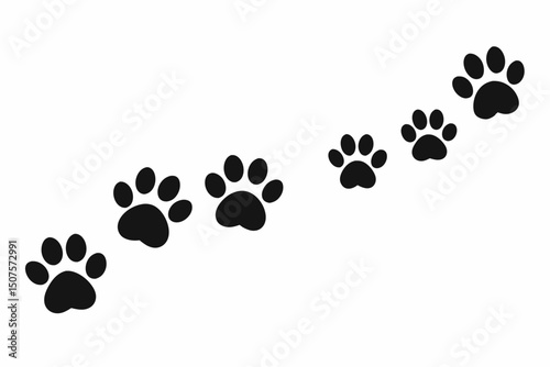 minimalist animal paw tracks forming a trail