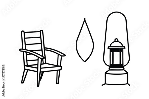 Cozy camping scene with adirondack chair lantern and ornament