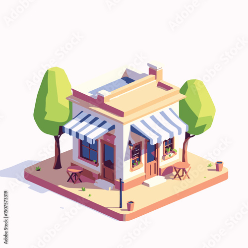 Cafe or Restaurant Vector Illustration - Isometric View
