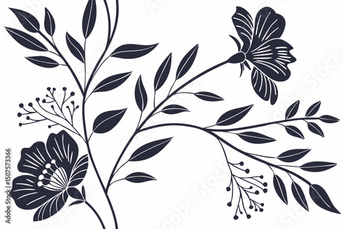 seamless floral vector pattern with delicate leaves