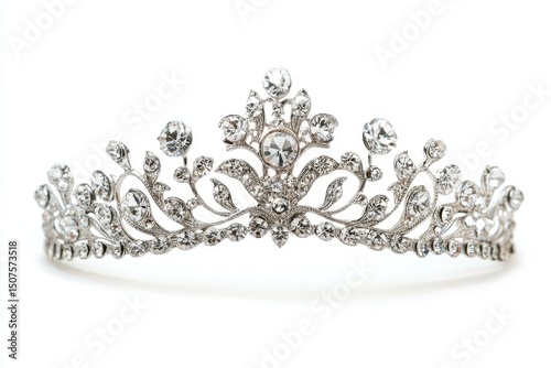 A silver tiara with gems isolated on white background