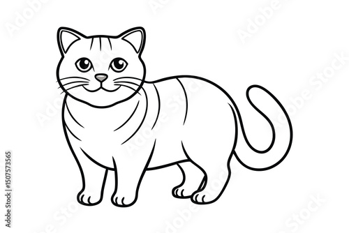 Adorable cartoon cat outline illustration perfect for coloring pages and kids activities