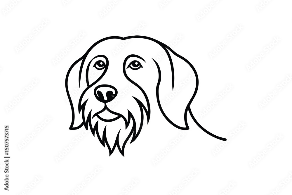 Fototapeta premium Elegant line art portrait of a wirehaired dog head