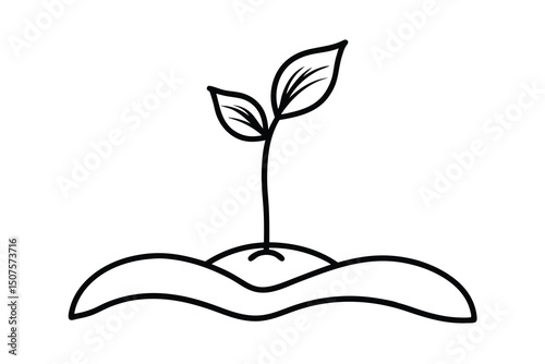 Simple line drawing of a young plant sprouting from the ground