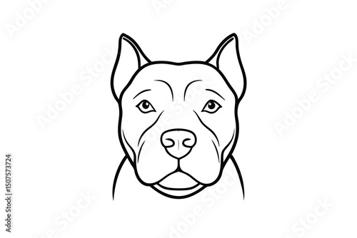 American pit bull terrier dog head line art illustration