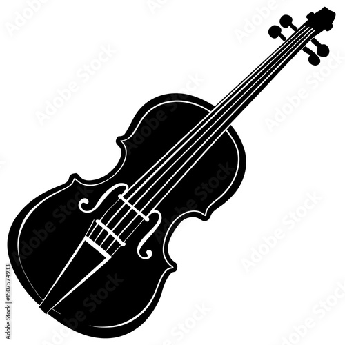 Violin silhouette vector art illustration