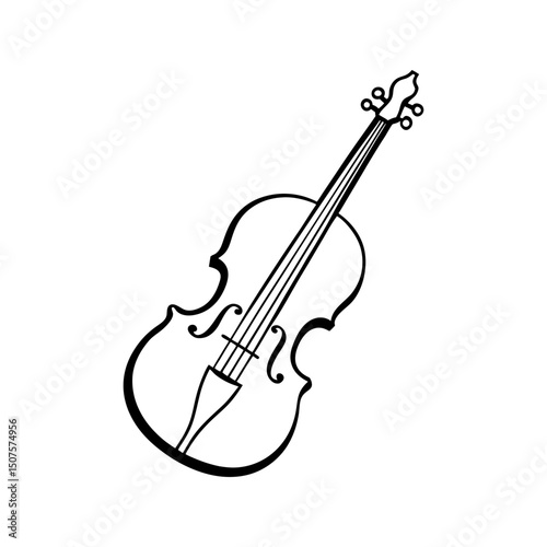 Violin vector line art illustration